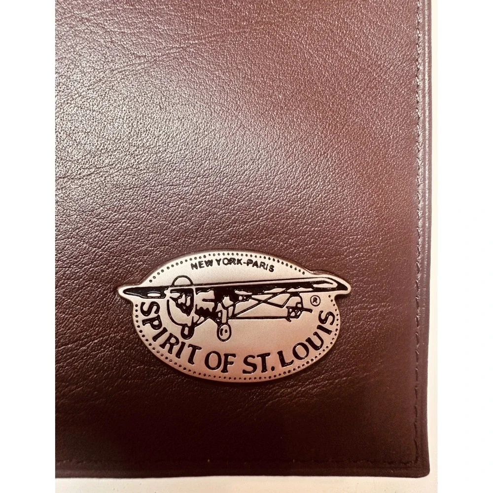 Spirit of St. Louis Brown Leather Travel Wallet Aviation N-X-211 World Fuel NIB